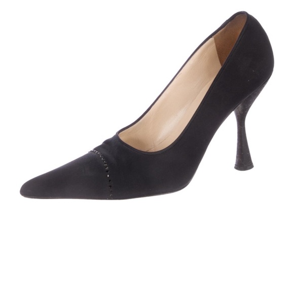 CHANEL Black Heels Classic Pointed-Toe Pumps - Picture 1 of 5